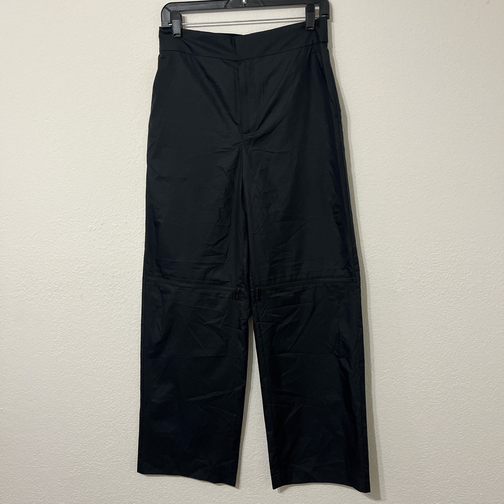 DKNY Water Resistant Zip Convertible Pants Black Size S Wide Leg